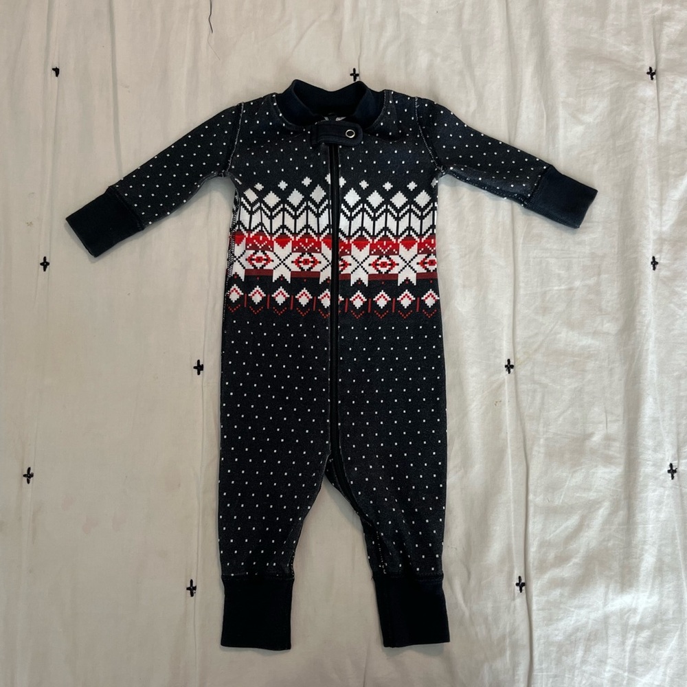 Hanna Andersson Christmas Pajamas, One Piece Zip Up 0-3 months